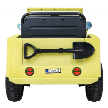 Autko Wojskowe Retro dla dzieci Beżowy + Napęd 4x4 + Pilot + 2 Bagażniki + Wolny Start + MP3 LED